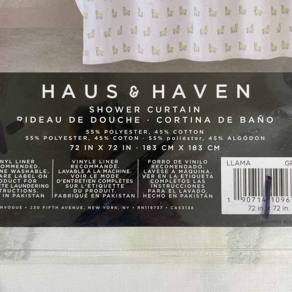 Haus + Haven Llama Fabric Shower Curtain - Picture 2 of 5